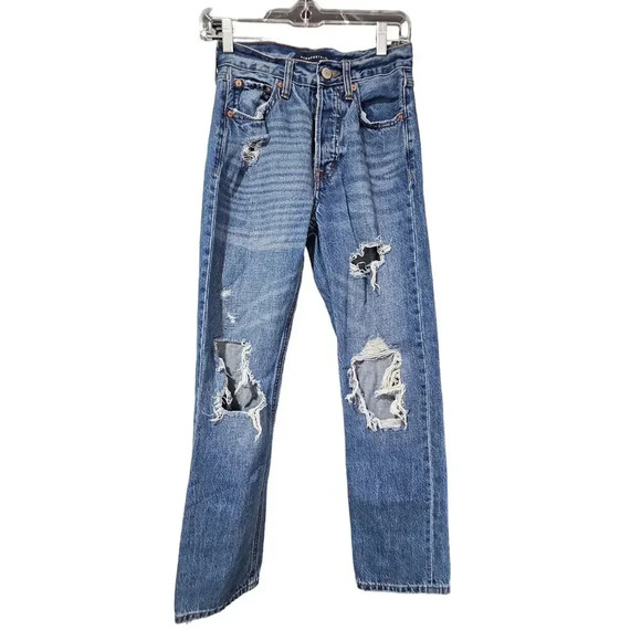 Aeropostale '90s Super High-Rise Straight Hemp Jeans Dark Wash Size 0 - Picture 5 of 9